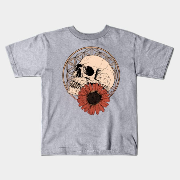 Macabre Alternative Gothic Aesthetic Skull Streetwear Kids T-Shirt by DRIPCRIME Y2K